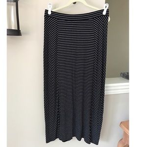 LOFT Black & White Striped Maxi Skirt